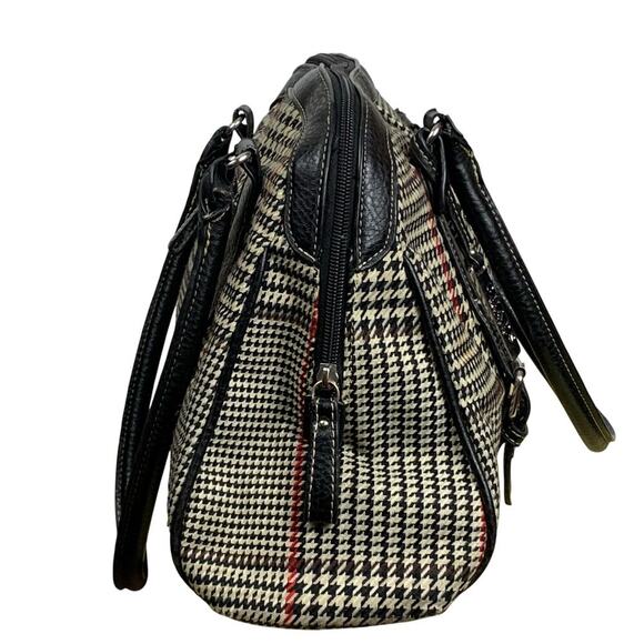 Vintage Chaps Houndstooth Structured Satchel Shoulder Bag – Preppy Classic - Picture 3 of 11